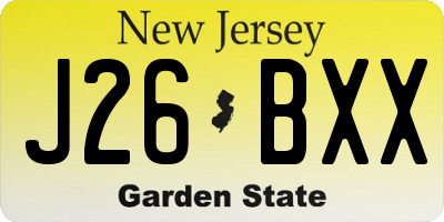 NJ license plate J26BXX
