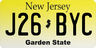NJ license plate J26BYC