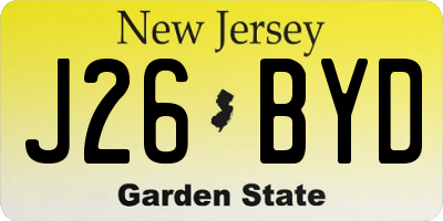 NJ license plate J26BYD