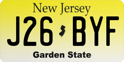 NJ license plate J26BYF
