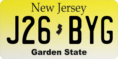 NJ license plate J26BYG