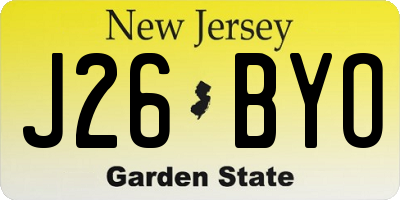 NJ license plate J26BYO