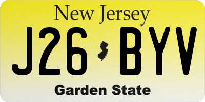 NJ license plate J26BYV