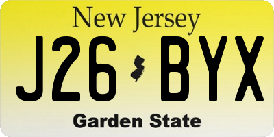 NJ license plate J26BYX