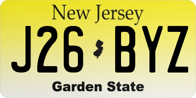 NJ license plate J26BYZ
