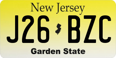 NJ license plate J26BZC