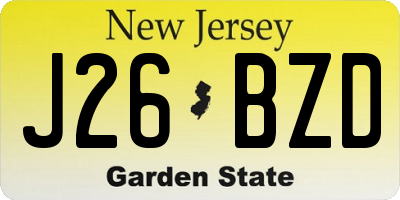NJ license plate J26BZD