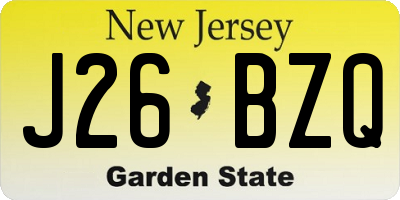 NJ license plate J26BZQ