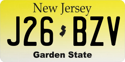 NJ license plate J26BZV
