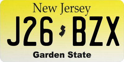 NJ license plate J26BZX