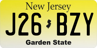 NJ license plate J26BZY