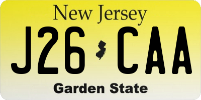 NJ license plate J26CAA
