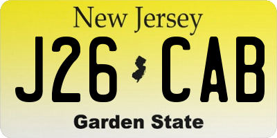NJ license plate J26CAB