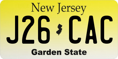 NJ license plate J26CAC