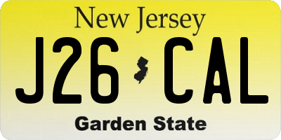 NJ license plate J26CAL