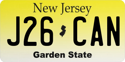 NJ license plate J26CAN