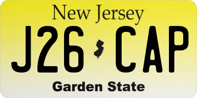 NJ license plate J26CAP