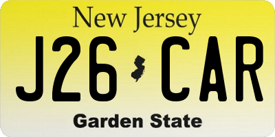NJ license plate J26CAR
