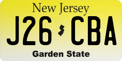 NJ license plate J26CBA