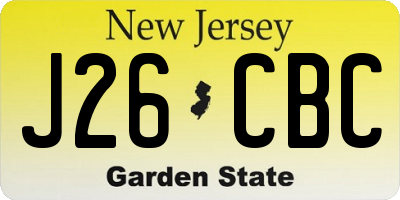 NJ license plate J26CBC