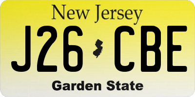 NJ license plate J26CBE