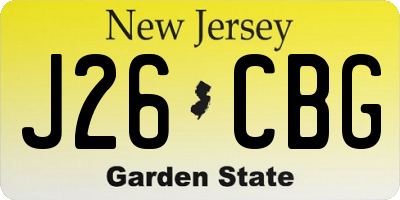 NJ license plate J26CBG