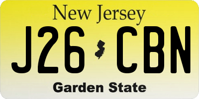 NJ license plate J26CBN