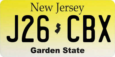 NJ license plate J26CBX