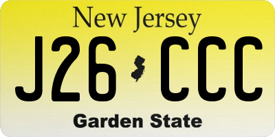 NJ license plate J26CCC