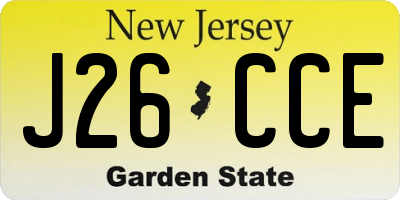 NJ license plate J26CCE