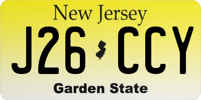 NJ license plate J26CCY