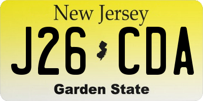 NJ license plate J26CDA