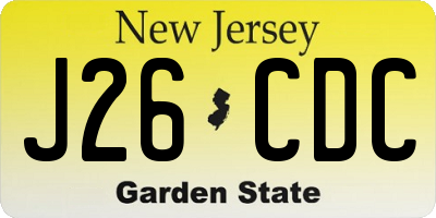 NJ license plate J26CDC