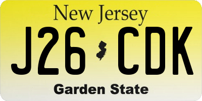 NJ license plate J26CDK
