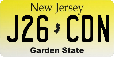 NJ license plate J26CDN
