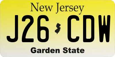 NJ license plate J26CDW