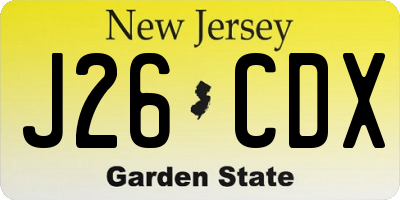 NJ license plate J26CDX