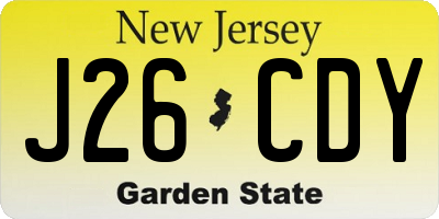 NJ license plate J26CDY
