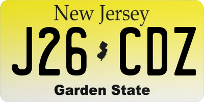 NJ license plate J26CDZ