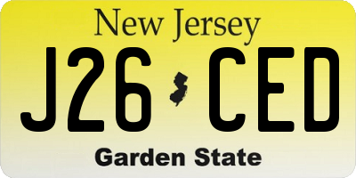 NJ license plate J26CED