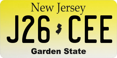 NJ license plate J26CEE