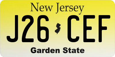NJ license plate J26CEF