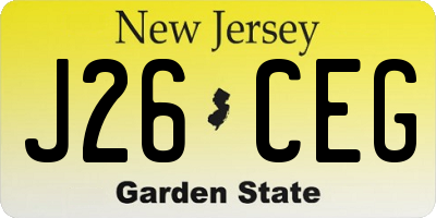 NJ license plate J26CEG