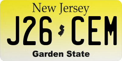 NJ license plate J26CEM