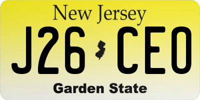 NJ license plate J26CEO