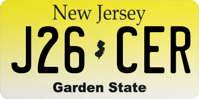 NJ license plate J26CER