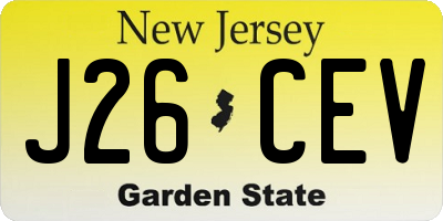 NJ license plate J26CEV