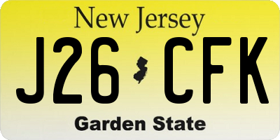 NJ license plate J26CFK