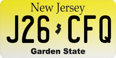 NJ license plate J26CFQ