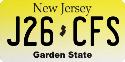 NJ license plate J26CFS